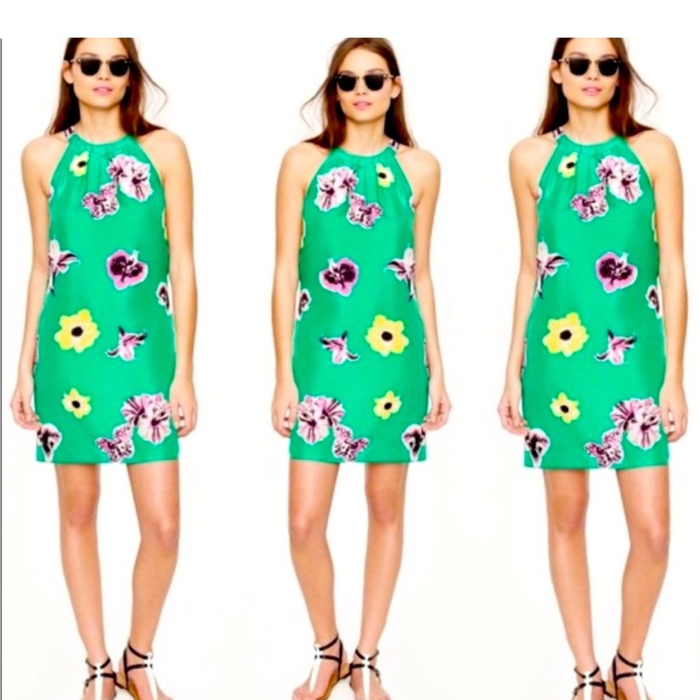 J Crew Green Flower Dress Size 6